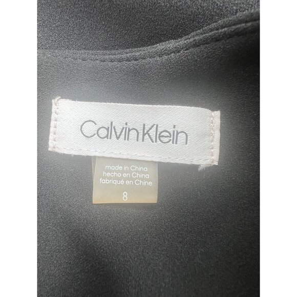 Calvin Klein Womens Black Crepe Ruffle Sleeve Sheath Dress  Size 8 - Picture 12 of 15